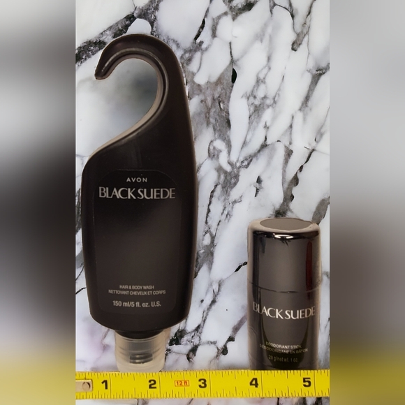 Avon Black Suede Men Hair Body Wash &  Deodorant Stick Lot - Picture 3 of 4